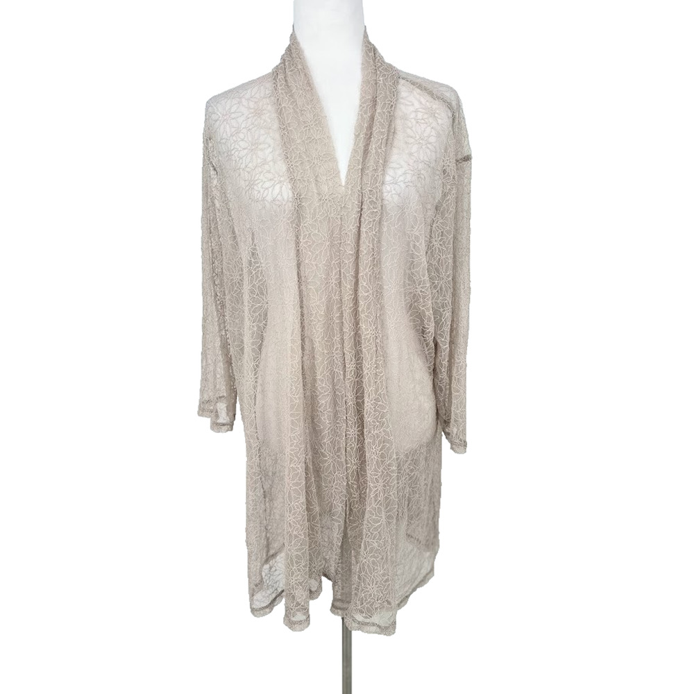 Shannon Ford New York Sheer Lace Long Cardigan Beige Women's Size 3X‎ Romantic